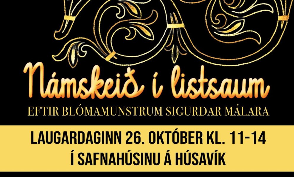 Námskeið í listsaum eftir blómamunstrum Sigurðar málara
