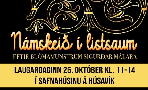 Námskeið í listsaum eftir blómamunstrum Sigurðar málara