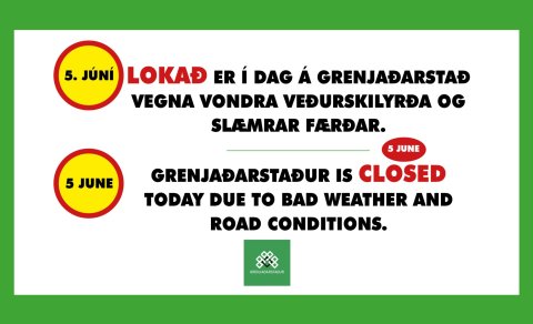 Lokað á Grenjaðarstað í dag